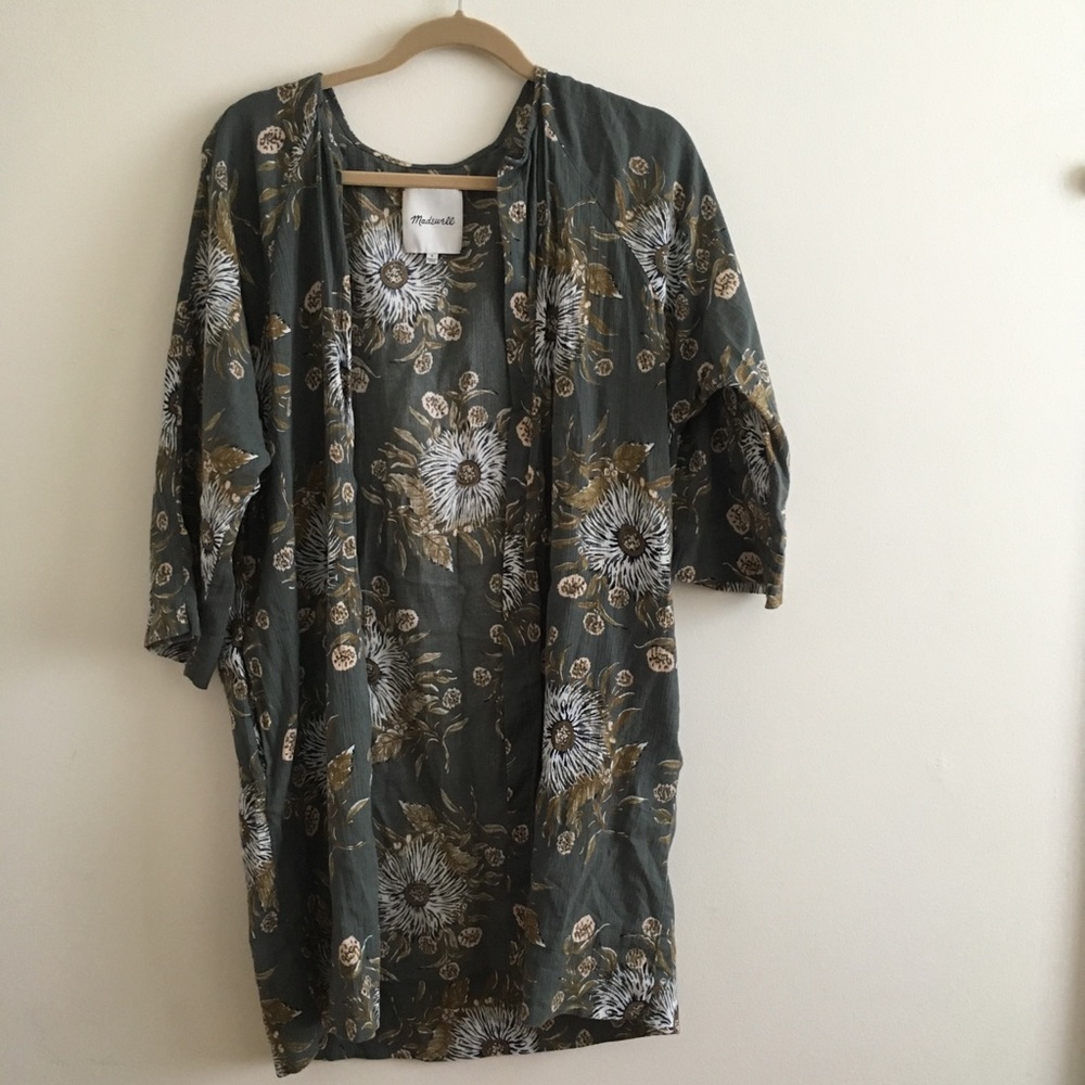 Madewell Duster in Floral Muted Green - Small